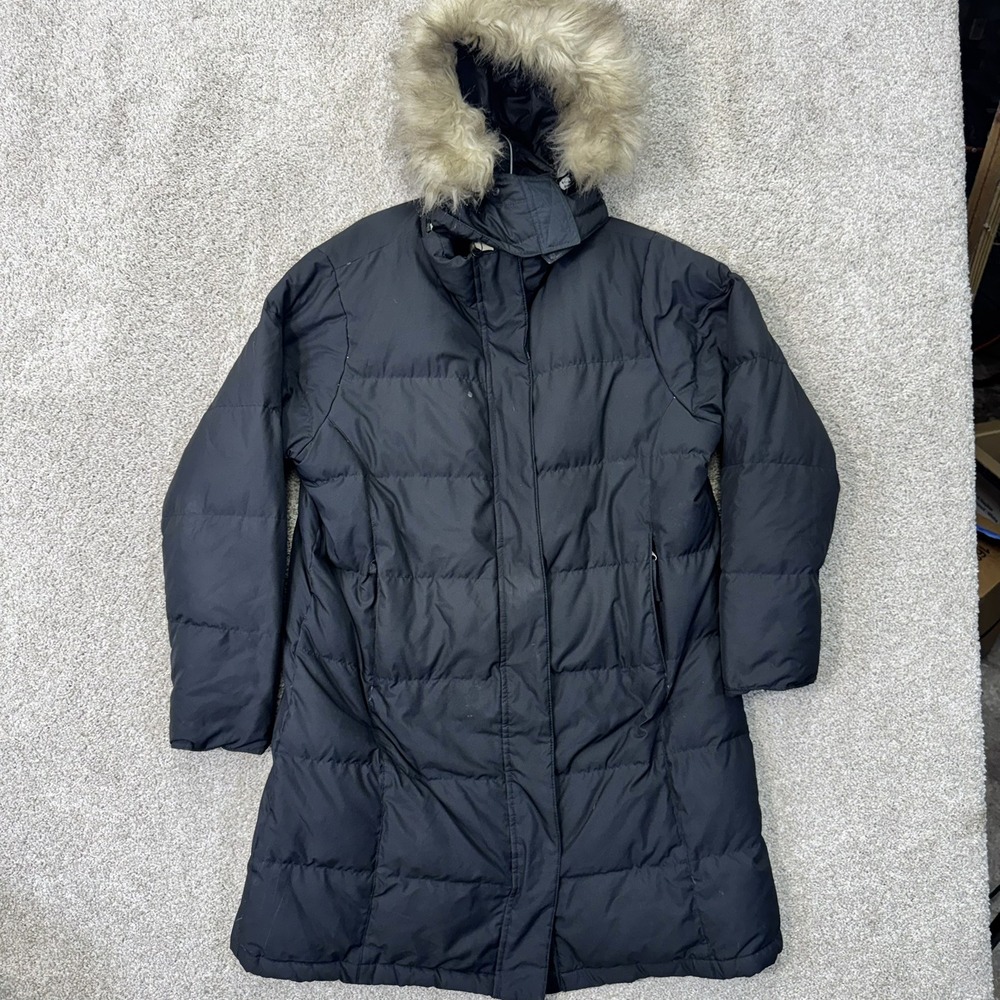 L.L. Bean Parka Mens L Regular 227260 Black Down Faux Fur Hood Puffer Jacket